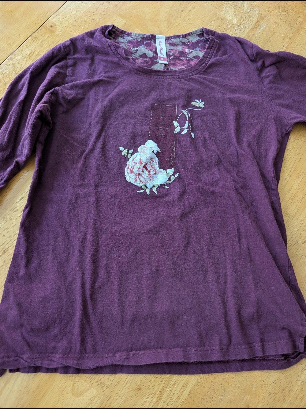 Women's Long Sleeve Floral Tee - Plum